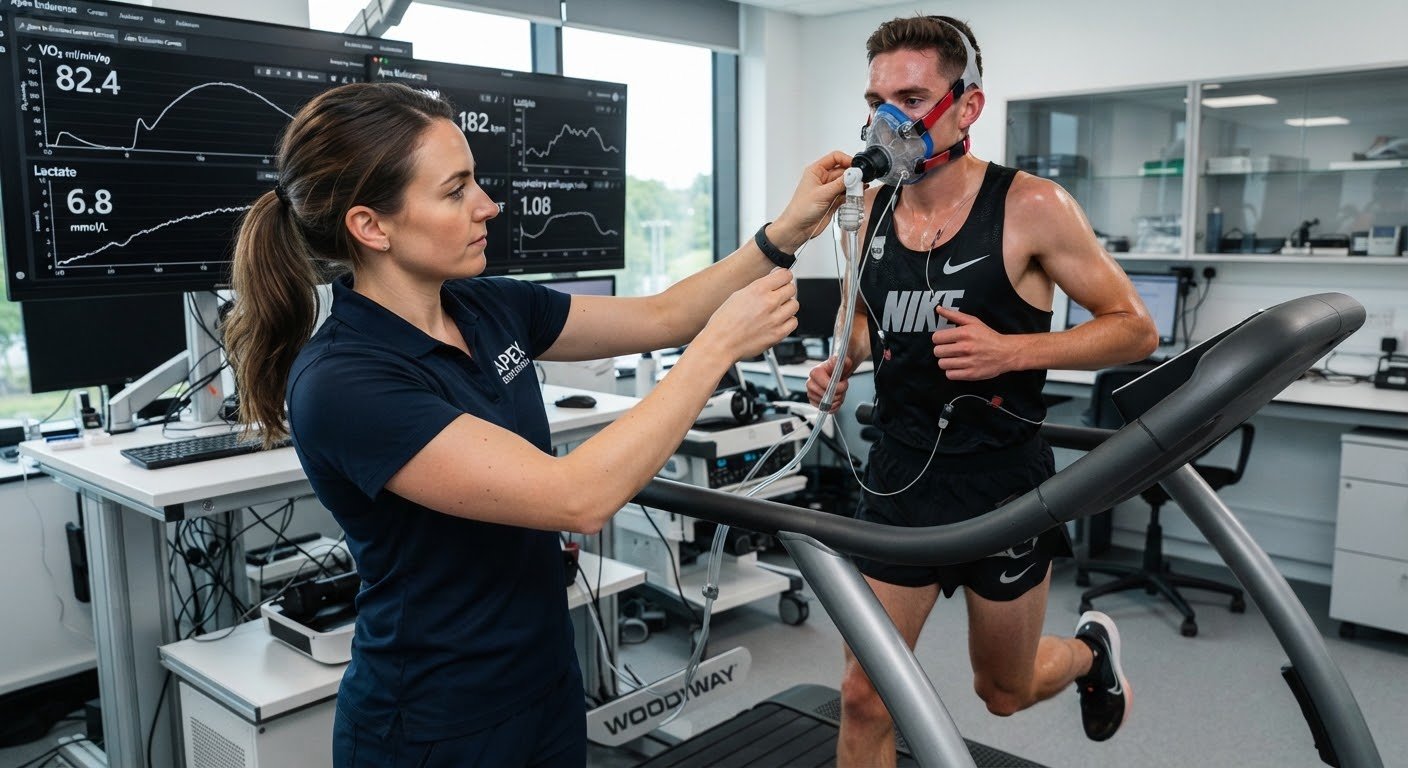 Close-up of a professional exercise physiologist at work